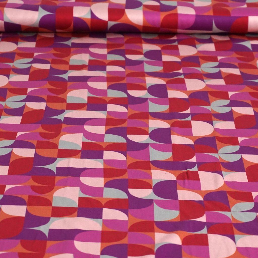 Viskose Druck geometrische Formen pink rot